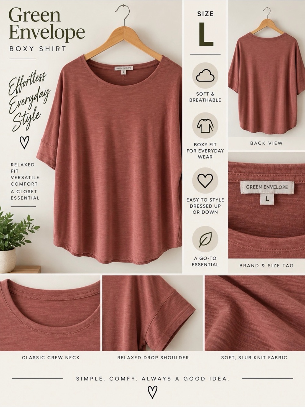 Dusty Rose Flowy Short-Sleeve Blouse